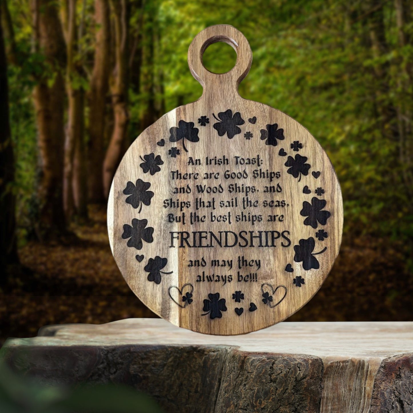 Irish Toast: Elevate Your Decor with Heartfelt Charm | Unique Laser-Engraved Friendship Message for Your Home