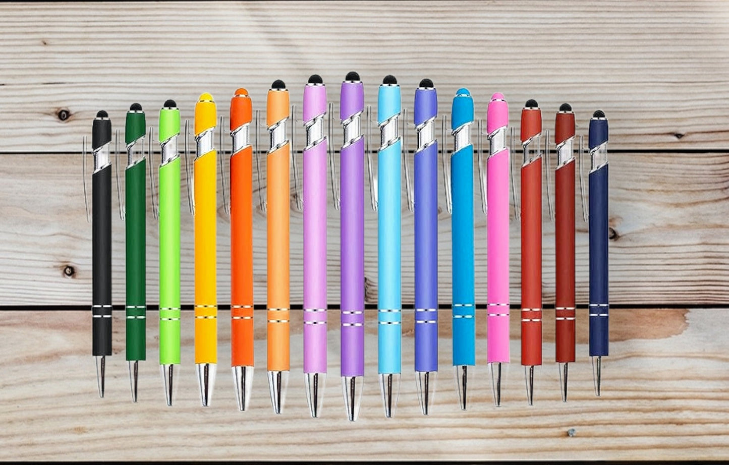 Vibrant Laser-Engraved Stylus Pens Collection